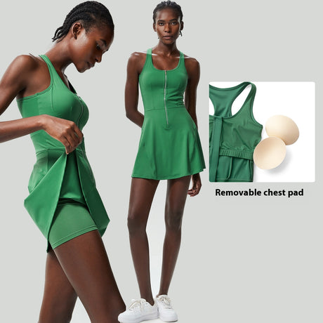 Women Zipper Sports Tennis Skirt Dress