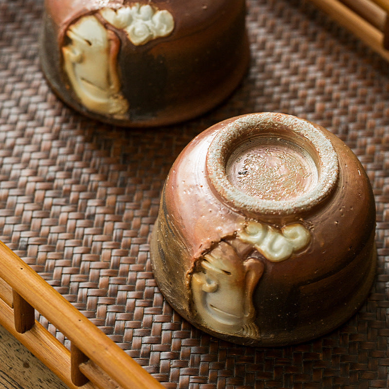 Hand Carved Buddha Face Teacup Ceramics