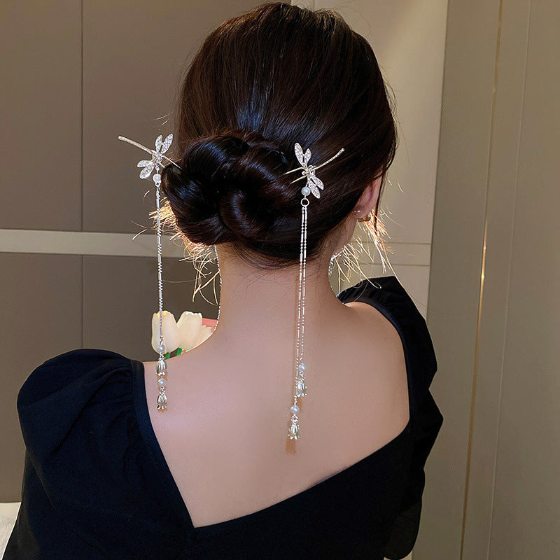 Frigid Style Snake Tulip Tassel Hanfu Hairpin Hair Accessories-2