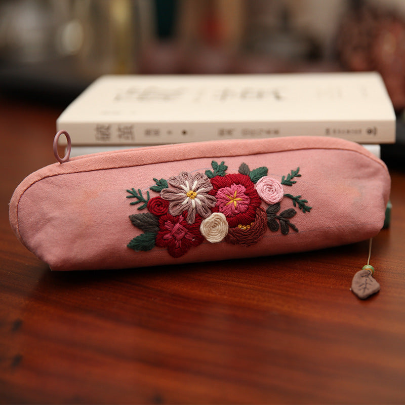 Retro Lu Embroidery Non Finished Products Hand Embroidery Pencil Case-7