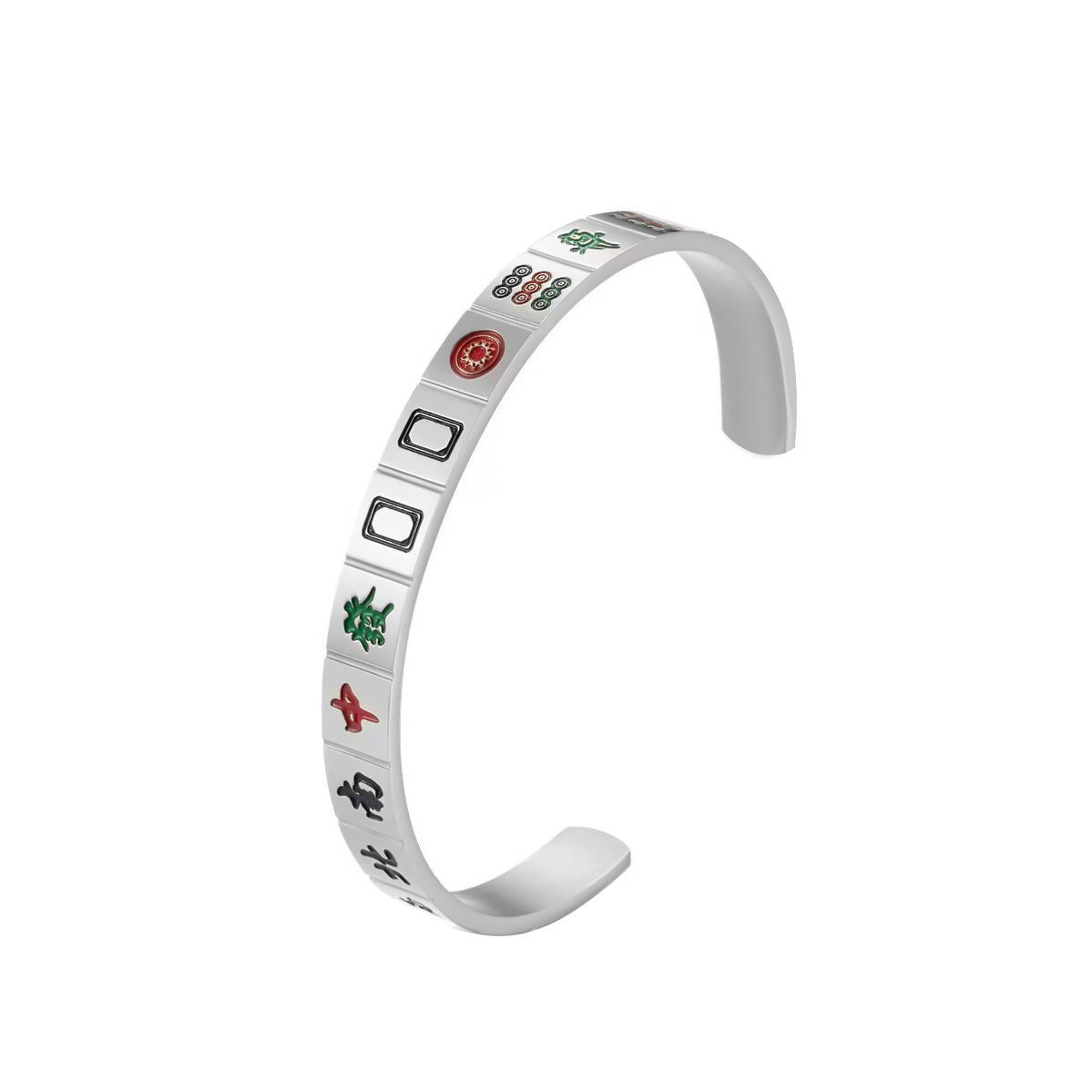 Titanium Steel Unicolor Mahjong Bracelet Chinese Style Creative