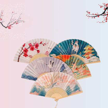 Chinese Style Women's Tasseled Portable Cheongsam Folding Fan-1