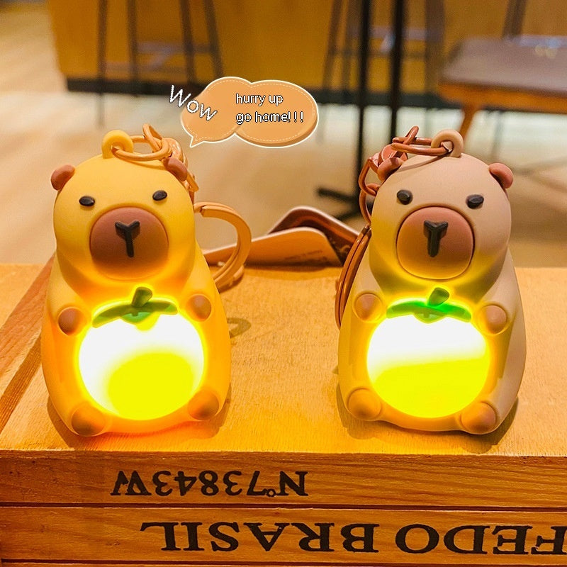 China Popular Creative Light Pull Capybara Doll Keychain-2