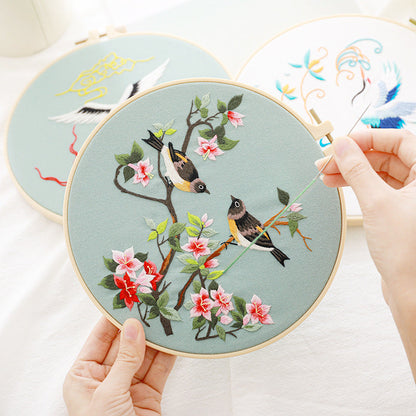 Chinese Style Flower and Bird Pattern Handmade Embroidery Material Kit-1