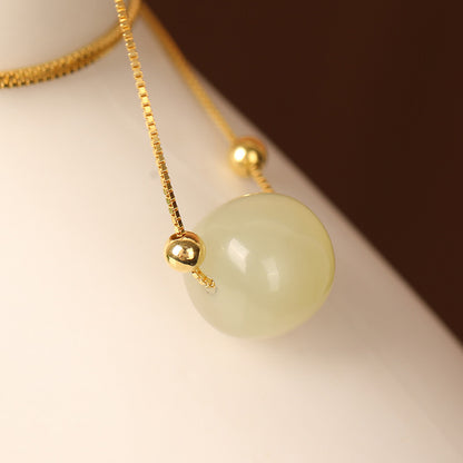 925 Silver Hetian Jade Necklace Short Chic Temperament