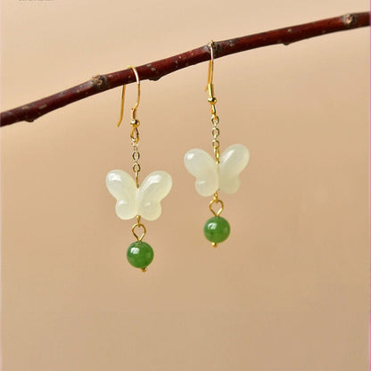 Women's Fashion Butterfly Hetian Jade Earrings