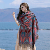 Retro Ethnic Style Shawl Women's Cashmere-like Tassel Scarf