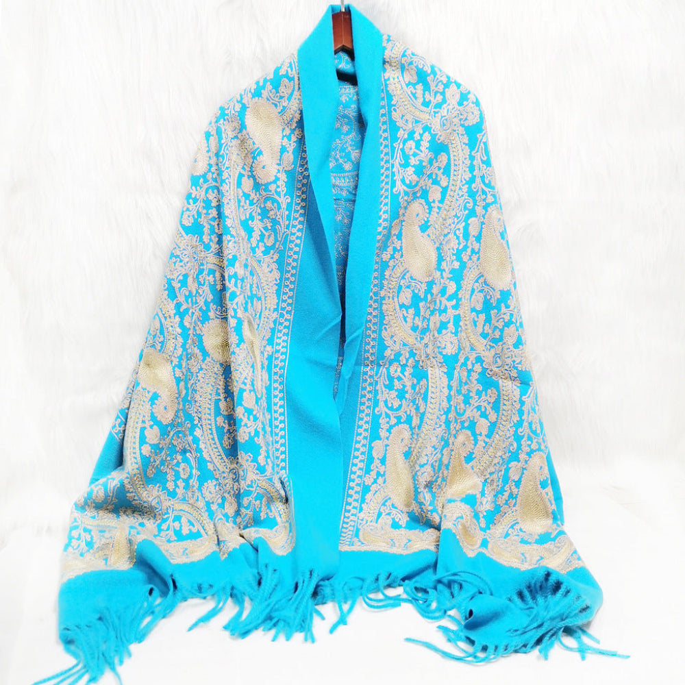 Cashmere Gold Cashew Scarf Embroidered Ethnic Style