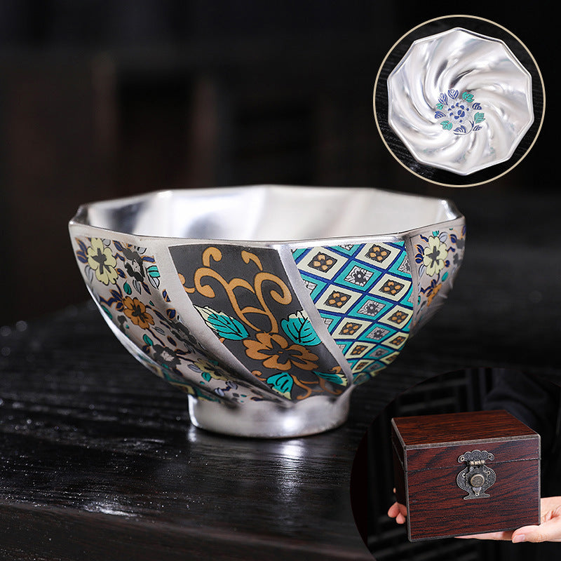 Chinese Enamel Color Silver Plated Tea Cup Ceramic Cup Master Cup Jianzhan Kung Fu Tea Set