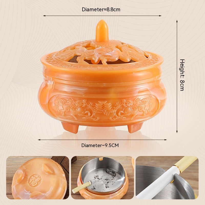 Creative Retro Incense Burner Ashtray Decoration With Lid