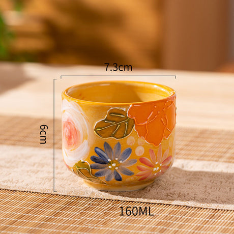 Aesthetic Ceramic Teapot Hand Painted Sunset Orange Underglaze Tea Cup Tea Set-4