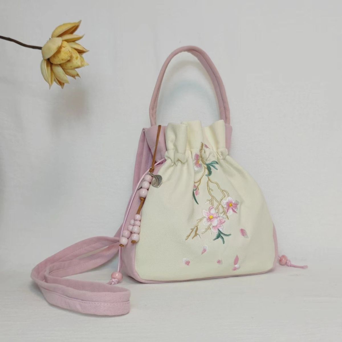 Tassel Embroidery Drawstring Crossbody Bag-3