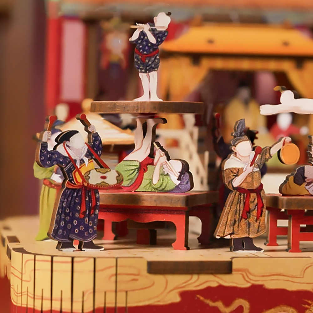 Anniversary Gifts 3D Puzzle Music Box Happy Lantern Festival Wooden Music Box-3