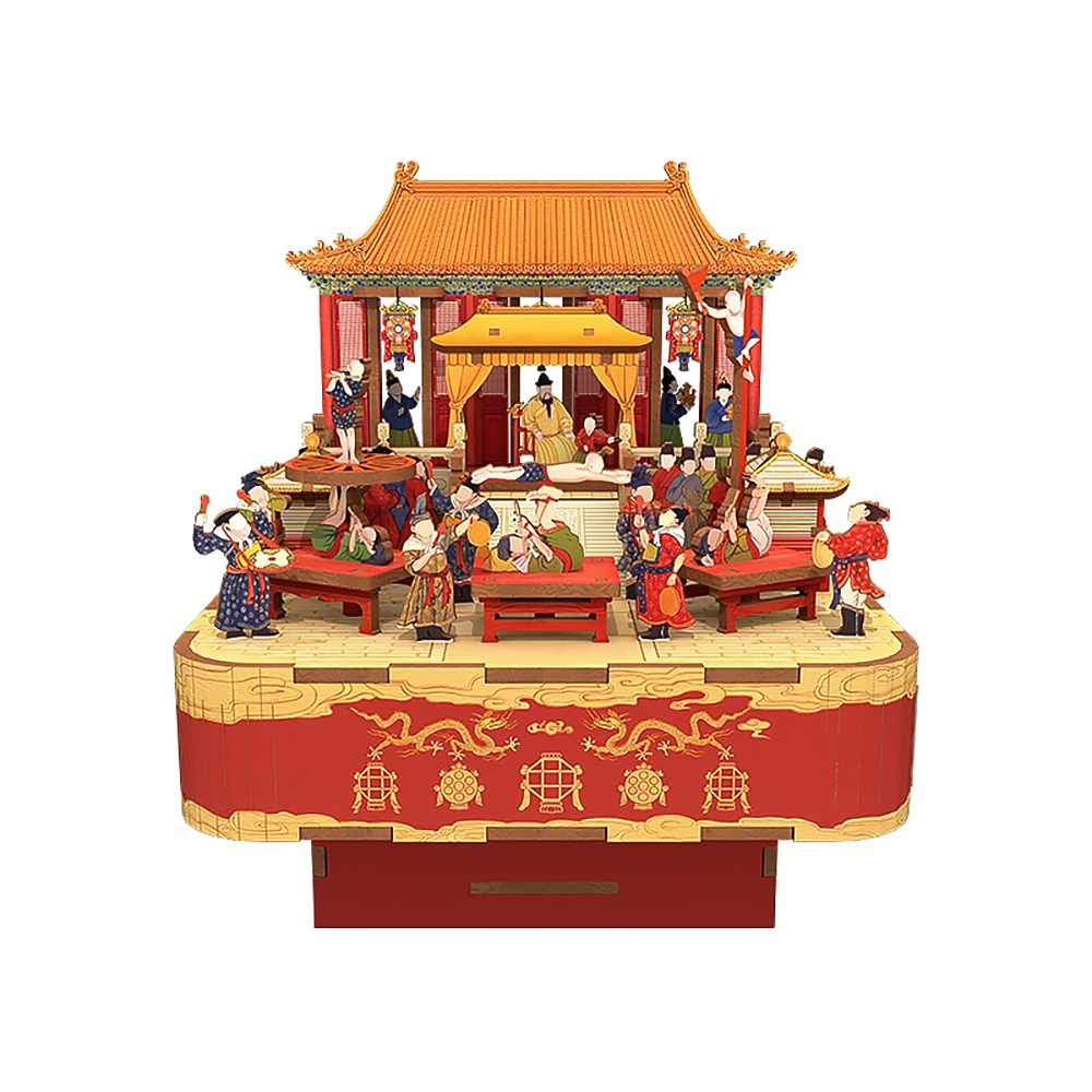 Anniversary Gifts 3D Puzzle Music Box Happy Lantern Festival Wooden Music Box-5