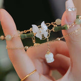 Butterfly Bamboo Nodes Lily Pendant Bracelet-5