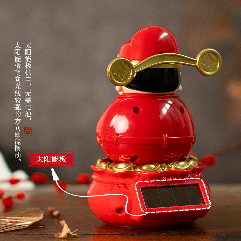 Cartoon God of Wealth Decoration Solar Car Decoration-2