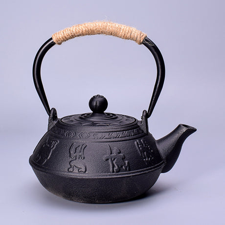 Cast Iron Teapot Peony Boiling Oolong Tea Teapot Uncoated Tea Set-12