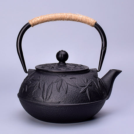 Cast Iron Teapot Peony Boiling Oolong Tea Teapot Uncoated Tea Set-14