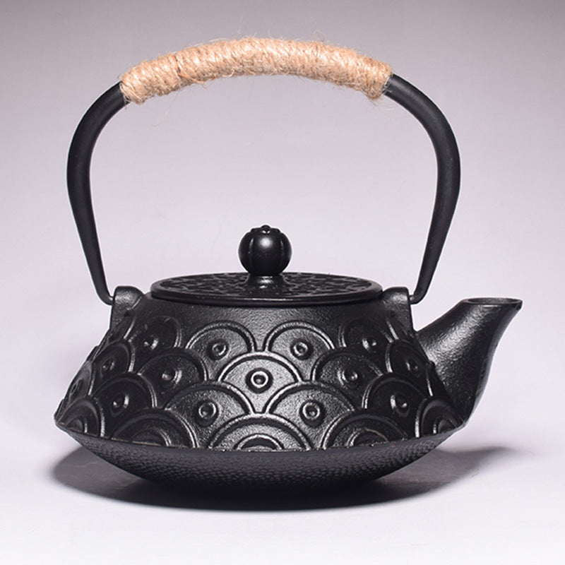Cast Iron Teapot Peony Boiling Oolong Tea Teapot Uncoated Tea Set-15