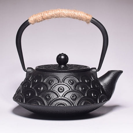 Cast Iron Teapot Peony Boiling Oolong Tea Teapot Uncoated Tea Set-15