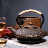 Cast Iron Teapot Peony Boiling Oolong Tea Teapot Uncoated Tea Set-18