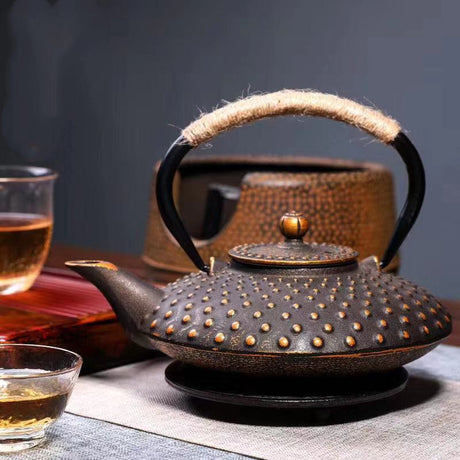Cast Iron Teapot Peony Boiling Oolong Tea Teapot Uncoated Tea Set-18