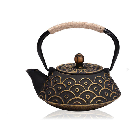Cast Iron Teapot Peony Boiling Oolong Tea Teapot Uncoated Tea Set-2