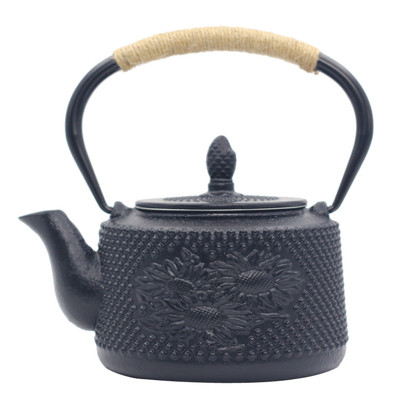 Cast Iron Teapot Peony Boiling Oolong Tea Teapot Uncoated Tea Set-23