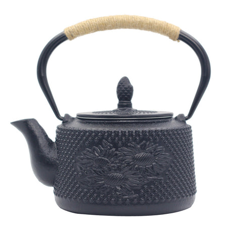 Cast Iron Teapot Peony Boiling Oolong Tea Teapot Uncoated Tea Set-23