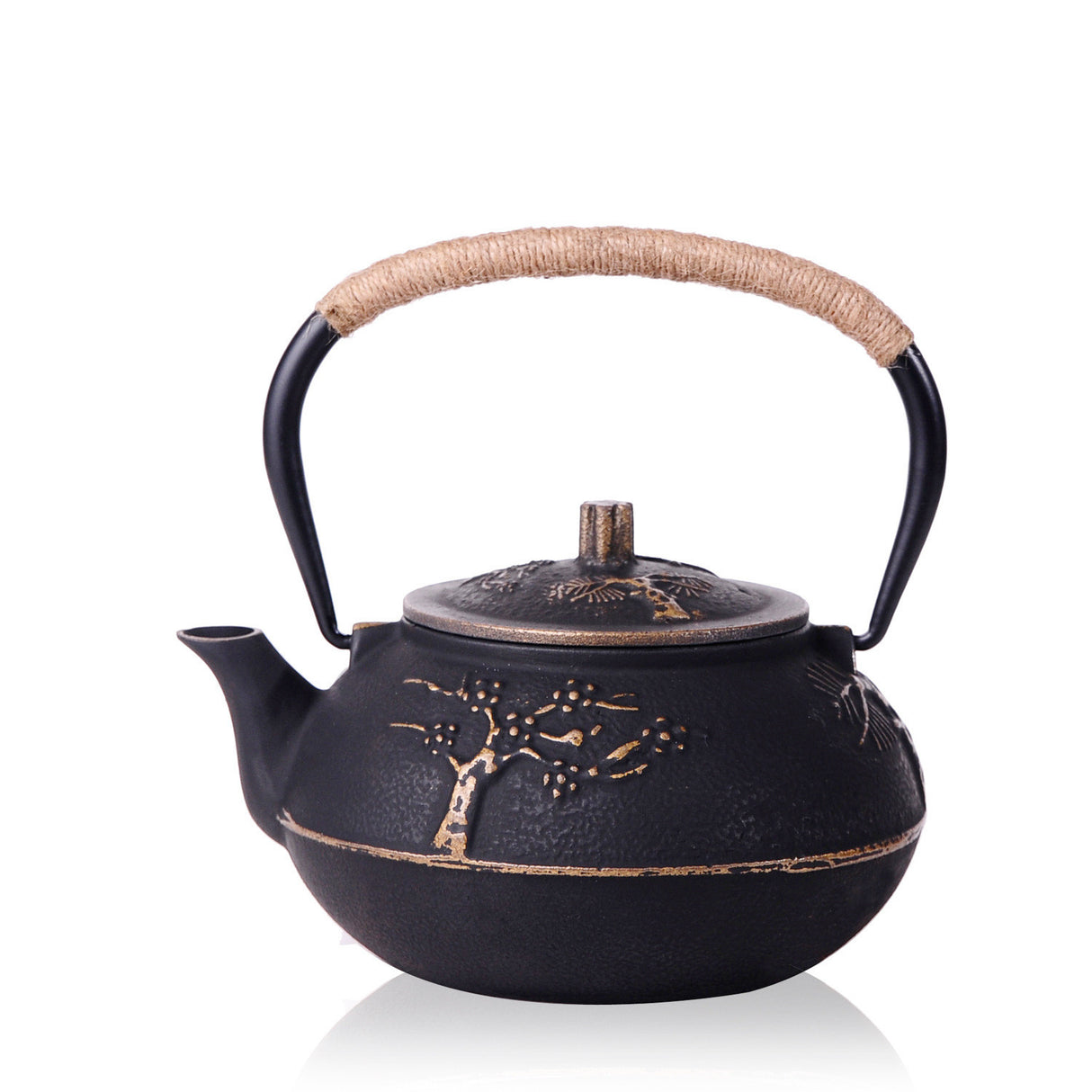 Cast Iron Teapot Peony Boiling Oolong Tea Teapot Uncoated Tea Set-3