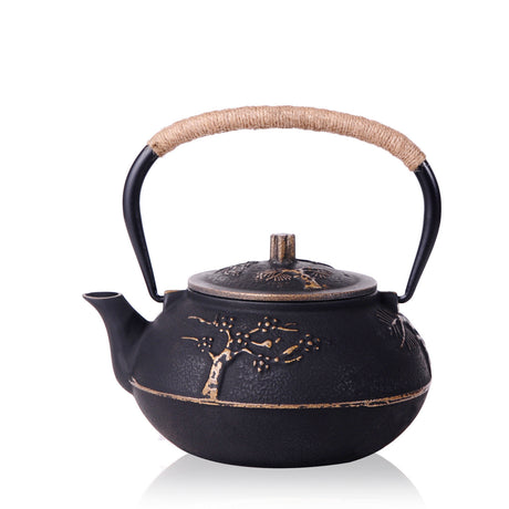 Cast Iron Teapot Peony Boiling Oolong Tea Teapot Uncoated Tea Set-3
