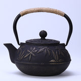 Cast Iron Teapot Peony Boiling Oolong Tea Teapot Uncoated Tea Set-5