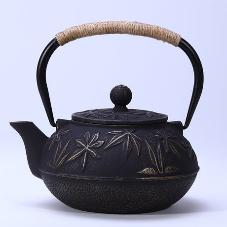 Cast Iron Teapot Peony Boiling Oolong Tea Teapot Uncoated Tea Set-5