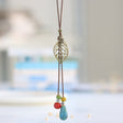 Ceramic Round Beads Sweater Chain Necklace Pendant-1