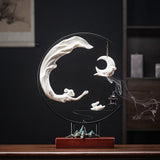 Chang'e Flying to the Moon Ceramic Incense Burner LED Lamp Decoration-4