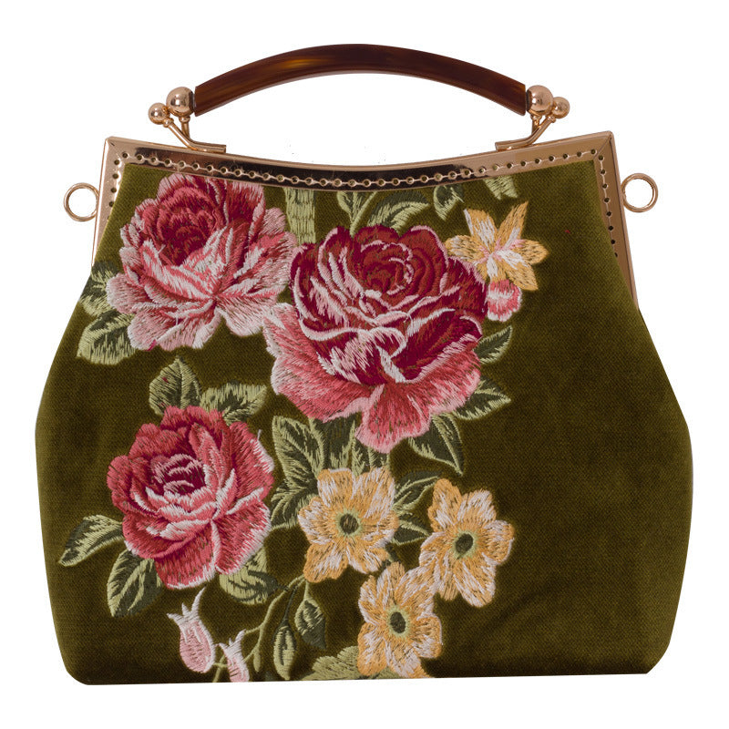 Cheongsam Elements Retro Style Rose Embroidery Fashion Shoulder Bag-4