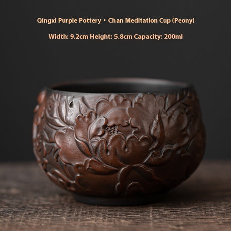 Chinese Embossed Kung Fu Tea Teacup Qingxi Purple Clay Ceramic Cup-7
