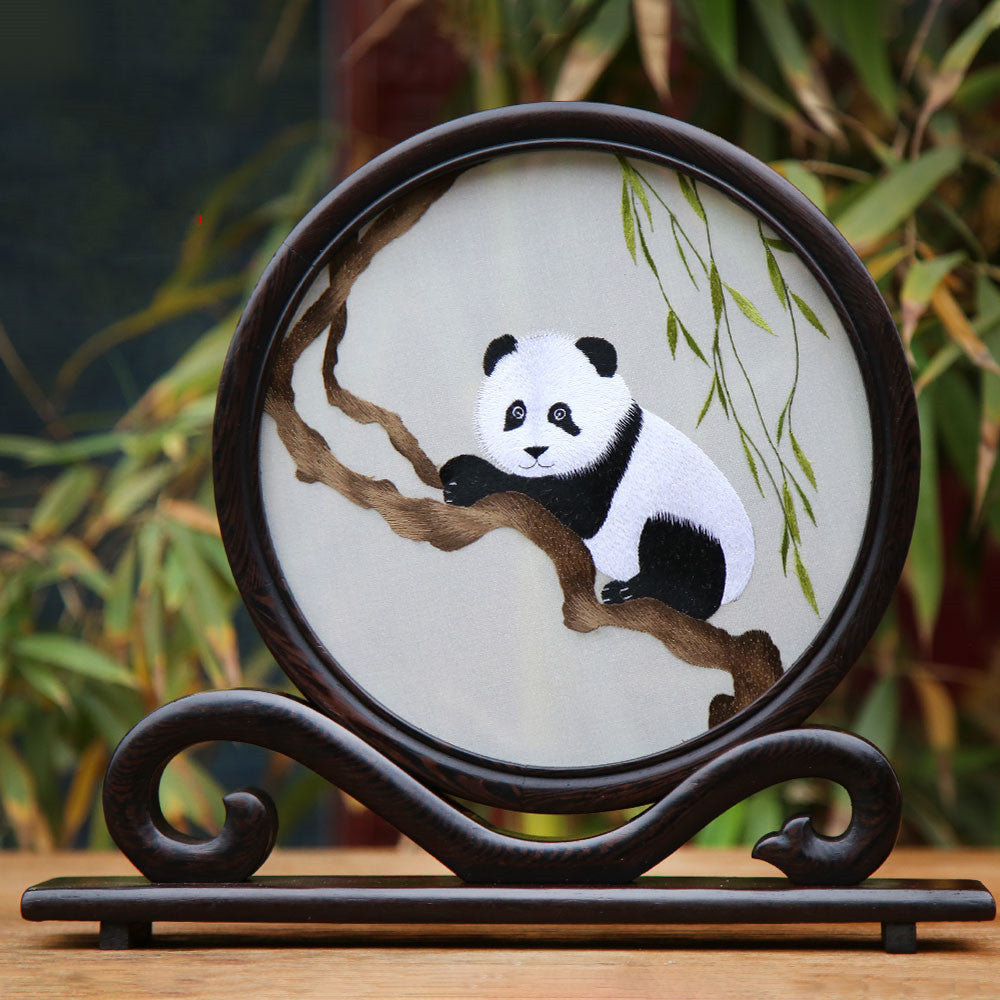Chinese Folk Handmade Shu Embroidery Panda Souvenir Ornament-6