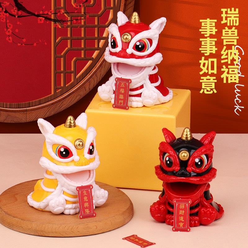 Chinese Fortune and Longevity Nodding Solar Lion Car Decoration Ornament-1