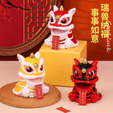 Chinese Fortune and Longevity Nodding Solar Lion Car Decoration Ornament-1