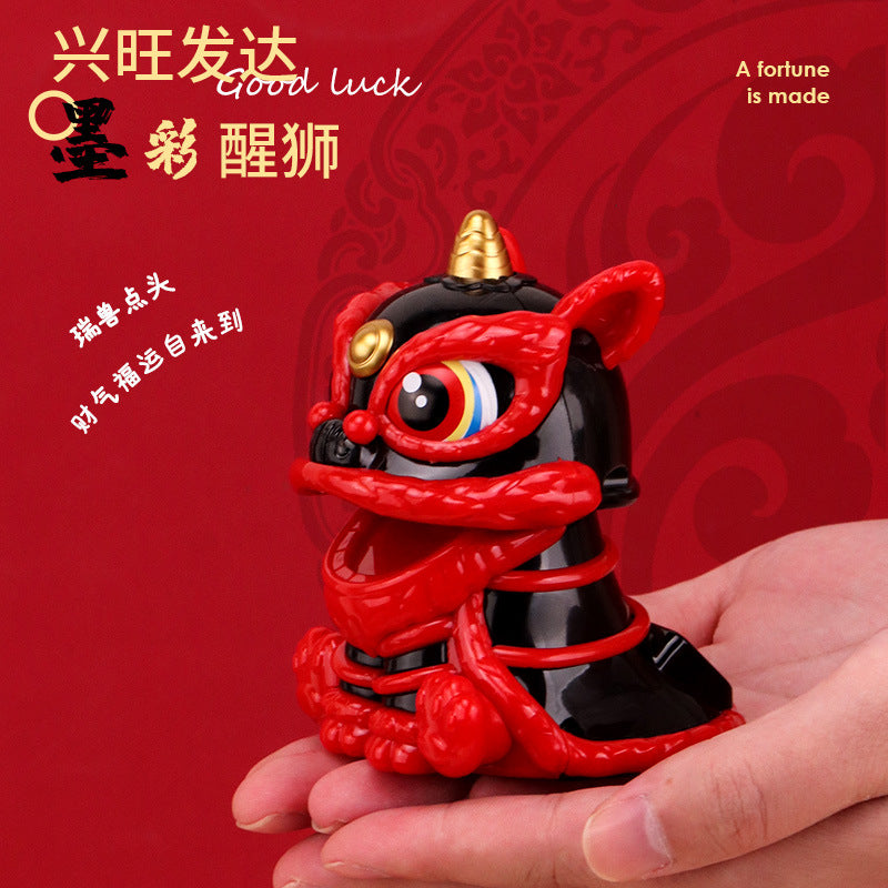 Chinese Fortune and Longevity Nodding Solar Lion Car Decoration Ornament-3