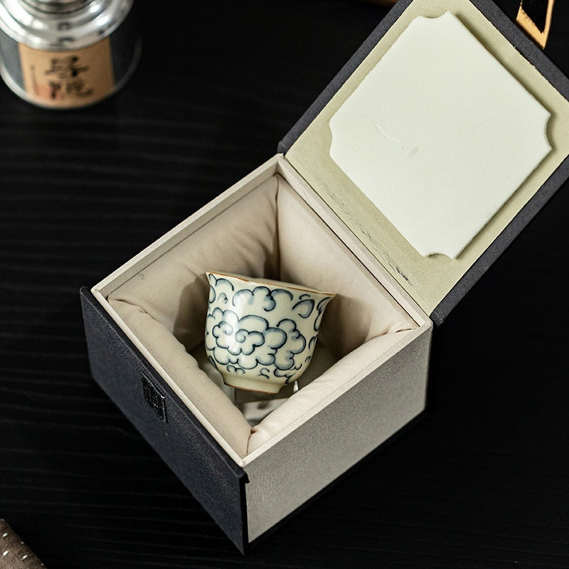 Chinese Kung Fu Tea Set Ru Kiln Auspicious Clouds Household Ceramic Cup-3