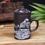 Chinese Style Majestic Dragon Purple Clay Teacup with Tea Strainer-2