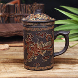 Chinese Style Majestic Dragon Purple Clay Teacup with Tea Strainer-4