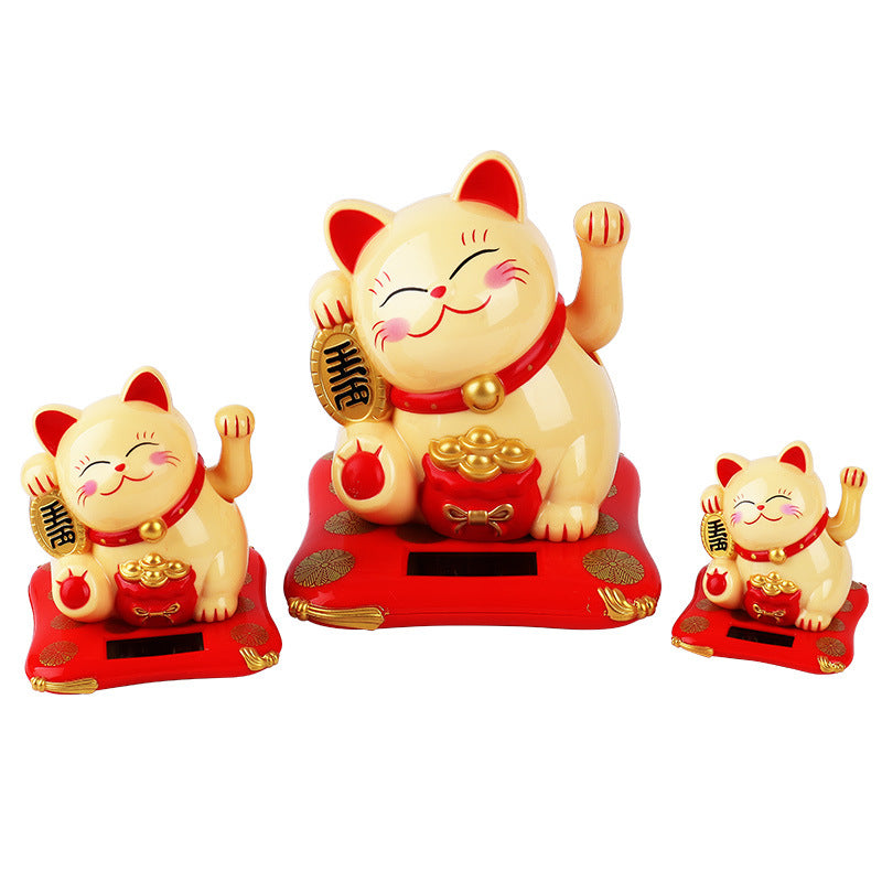 Chinese Style Solar Power Lucky Cat Car Decoration Ornament-4