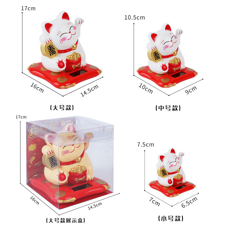 Chinese Style Solar Power Lucky Cat Car Decoration Ornament-5