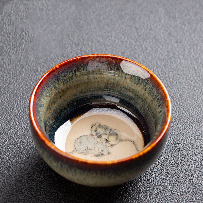Chinese Zodiac Kung Fu Tea Set Kiln-Formed Hand-Painted Cup-2