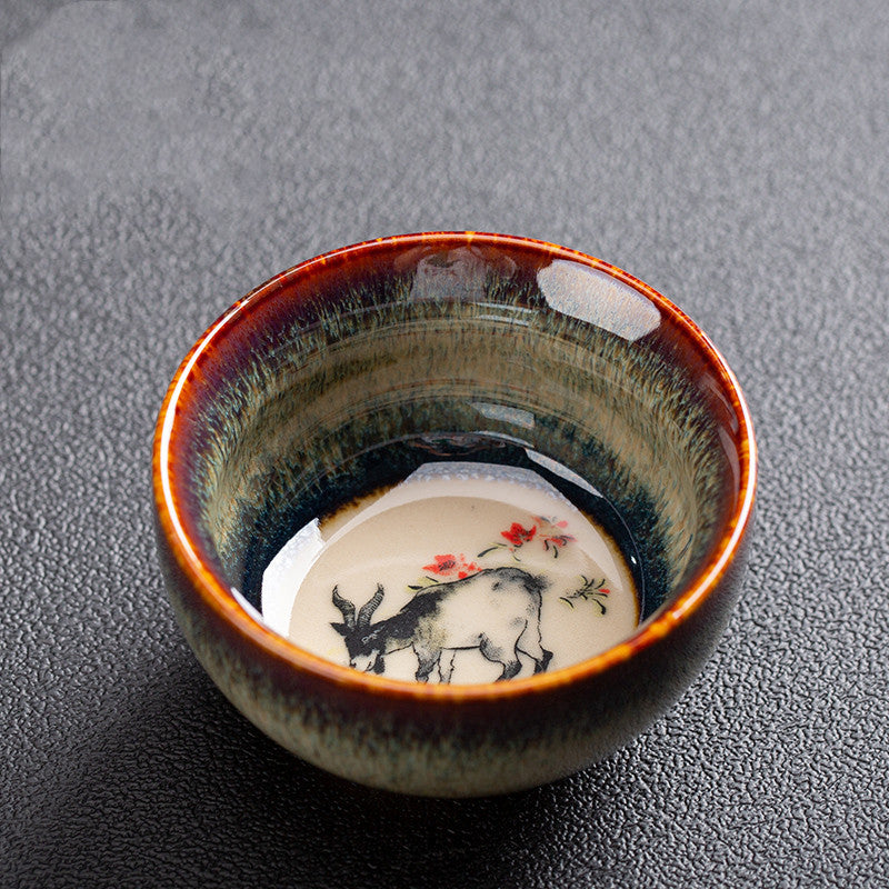 Chinese Zodiac Kung Fu Tea Set Kiln-Formed Hand-Painted Cup-9