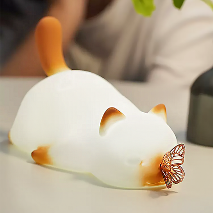 Civet Cat Admiring Butterfly Silicone Lamp-4