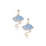 Classical Auspicious Cloud Enamel Drop Glaze Earrings Necklace Set-5